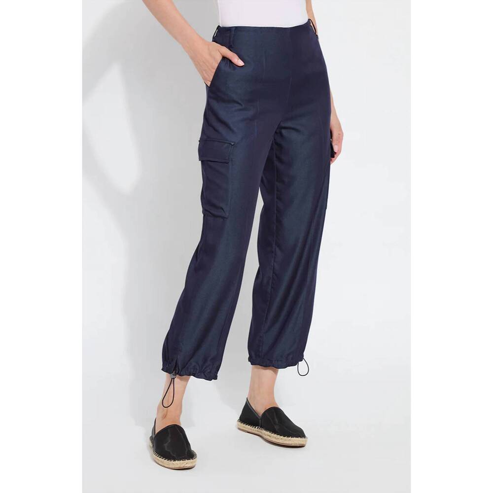 NEW LYSSE monique tailored cargo pants in solid indigo